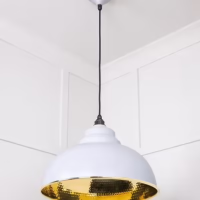 Hammered Brass Harborne Pendant in Birch - Image 5