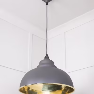 Hammered Brass Harborne Pendant in Bluff - Image 4