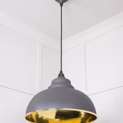 Hammered Brass Harborne Pendant in Bluff - Image 5