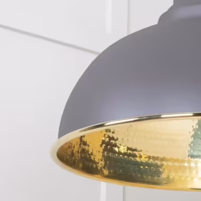 Hammered Brass Harborne Pendant in Bluff - Image 6
