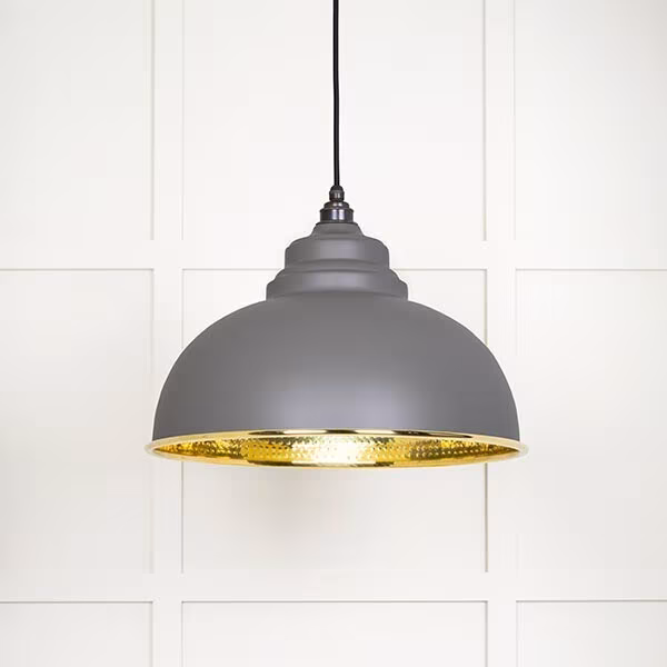 Hammered Brass Harborne Pendant in Bluff
