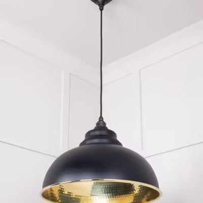 Hammered Brass Harborne Pendant in Elan Black - Image 4