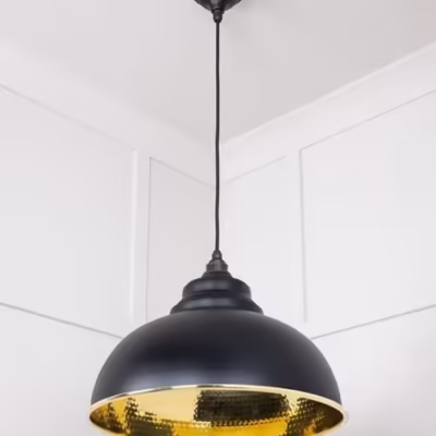 Hammered Brass Harborne Pendant in Elan Black - Image 5