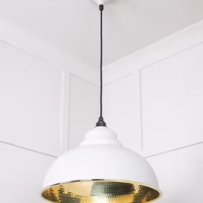 Hammered Brass Harborne Pendant in Flock - Image 4