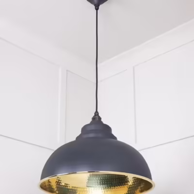 Hammered Brass Harborne Pendant in Slate - Image 4