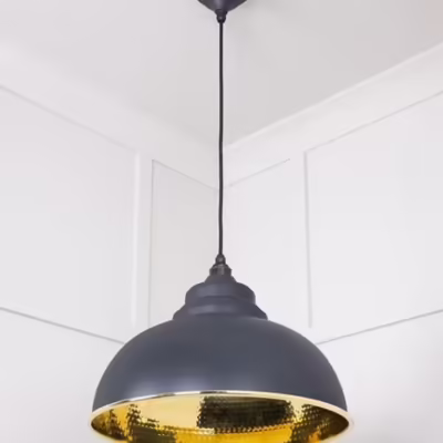 Hammered Brass Harborne Pendant in Slate - Image 5