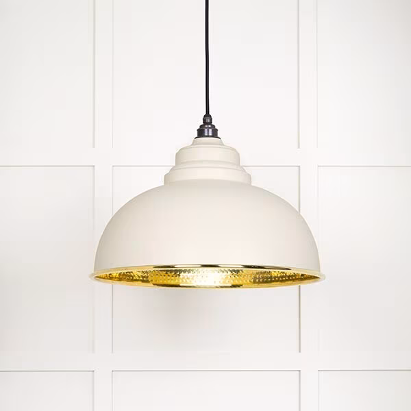 Hammered Brass Harborne Pendant in Teasel