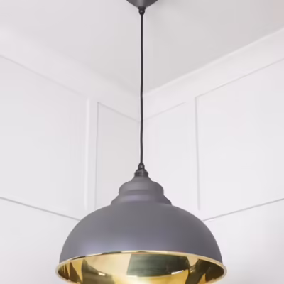 Smooth Brass Harborne Pendant in Bluff - Image 4