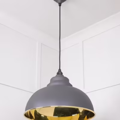 Smooth Brass Harborne Pendant in Bluff - Image 5