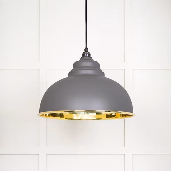Smooth Brass Harborne Pendant in Bluff