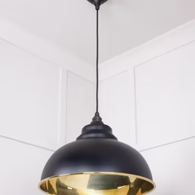 Smooth Brass Harborne Pendant in Elan Black - Image 4