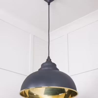 Smooth Brass Harborne Pendant in Slate - Image 4