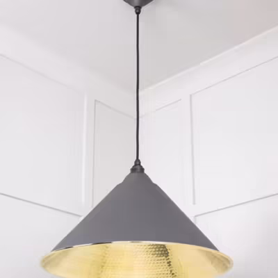 Hammered Brass Hockley Pendant in Bluff - Image 4
