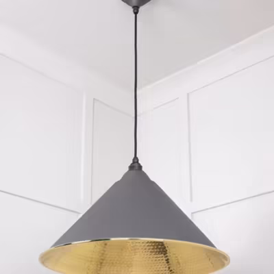 Hammered Brass Hockley Pendant in Bluff - Image 5