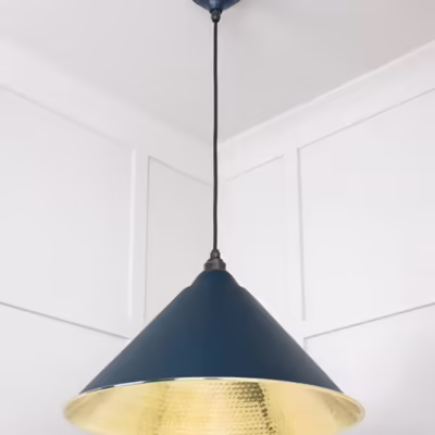 Hammered Brass Hockley Pendant in Dusk - Image 4