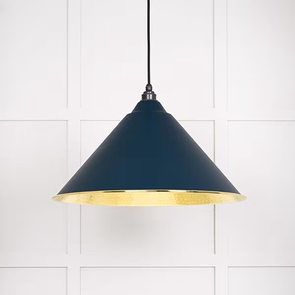 Hammered Brass Hockley Pendant in Dusk