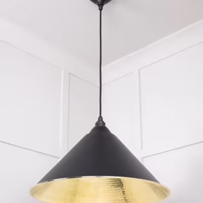Hammered Brass Hockley Pendant in Elan Black - Image 4