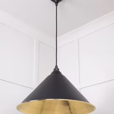 Hammered Brass Hockley Pendant in Elan Black - Image 5