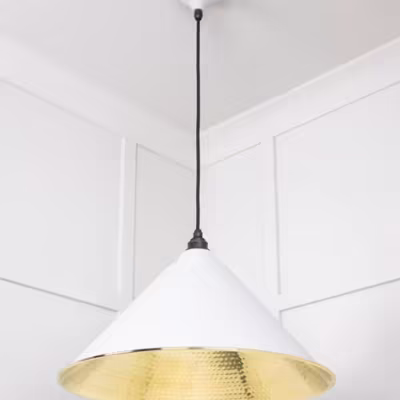Hammered Brass Hockley Pendant in Flock - Image 4