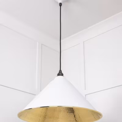 Hammered Brass Hockley Pendant in Flock - Image 5