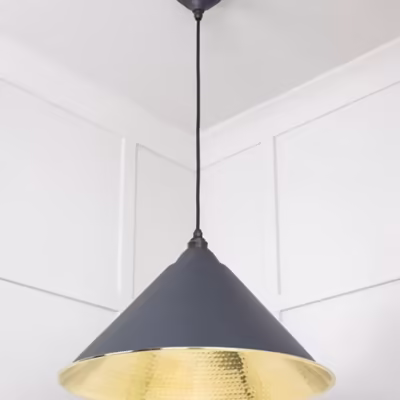 Hammered Brass Hockley Pendant in Slate - Image 4