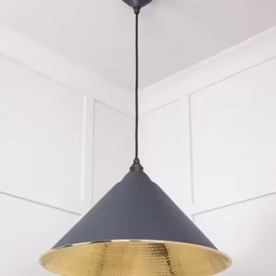 Hammered Brass Hockley Pendant in Slate - Image 5
