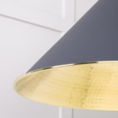 Hammered Brass Hockley Pendant in Slate - Image 6