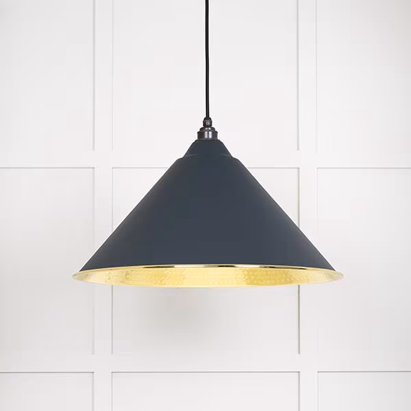 Hammered Brass Hockley Pendant in Soot
