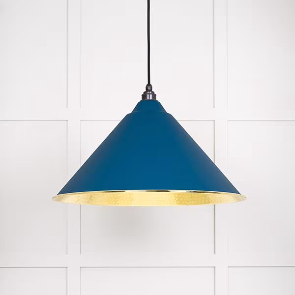 Hammered Brass Hockley Pendant in Upstream