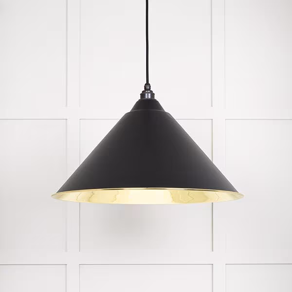 Smooth Brass Hockley Pendant in Elan Black
