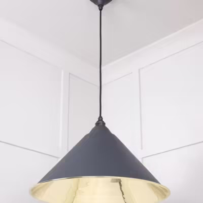 Smooth Brass Hockley Pendant in Slate - Image 4
