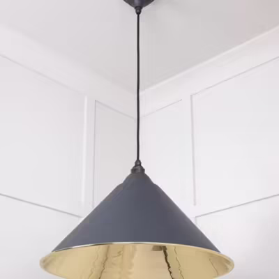 Smooth Brass Hockley Pendant in Slate - Image 5