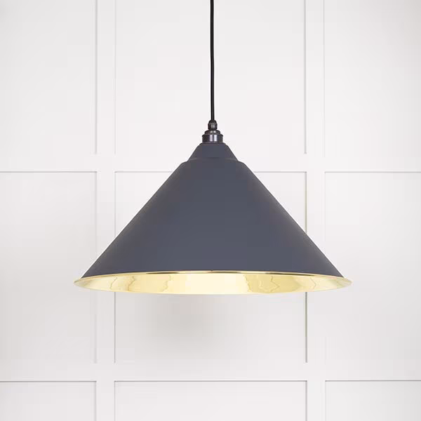 Smooth Brass Hockley Pendant in Slate