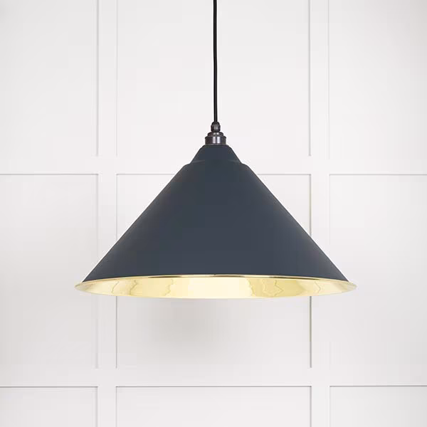 Smooth Brass Hockley Pendant in Soot