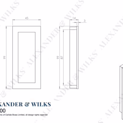 Alexander & Wilks Rectangular Flush Pull - 100x45mm - Image 8
