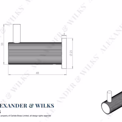 Alexander and Wilks Brunel Reeded Coat Hook - Image 7