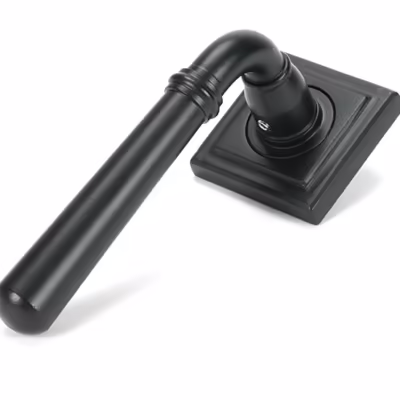 Matt Black Newbury Lever on Rose Set (Square) - Image 6