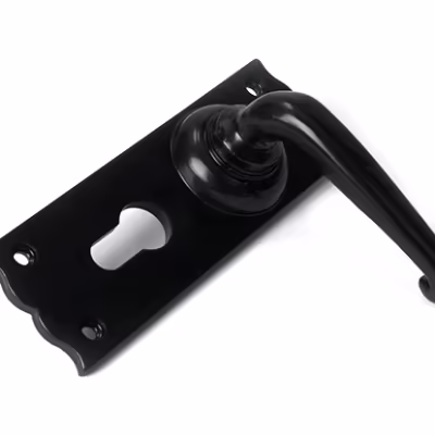 Black Oak Lever Euro Lock Set - Image 4