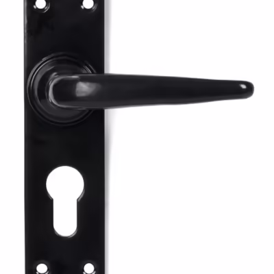 Black Smooth Lever Euro Lock Set