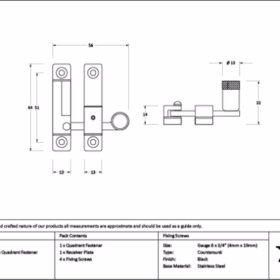 Black Brompton Quadrant Fastener - Narrow - Image 2