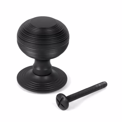 Matt Black Beehive Centre Door Knob - Image 3