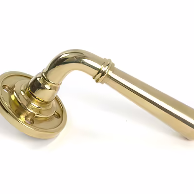 Polished Brass Newbury Lever on Rose Set - Image 4