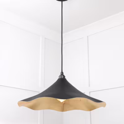 Smooth Brass Flora Pendant in Elan Black - Image 4