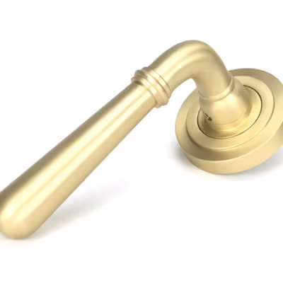 Satin Brass Newbury Lever on Rose Set (Art Deco)