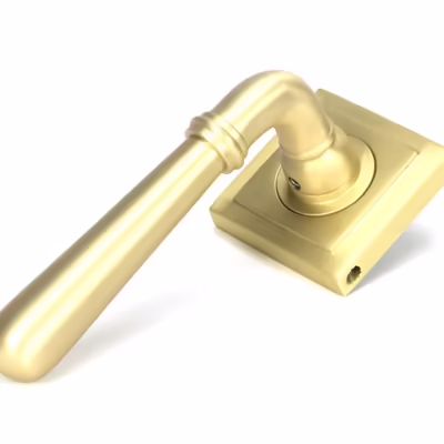 Satin Brass Newbury Lever on Rose Set (Square)