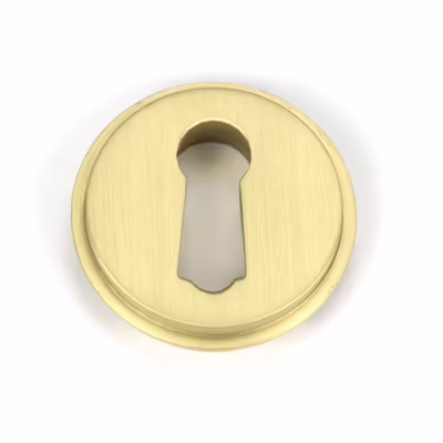 Satin Brass Round Escutcheon (Art Deco) - Image 5