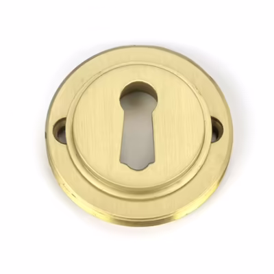 Satin Brass Round Escutcheon (Art Deco) - Image 6