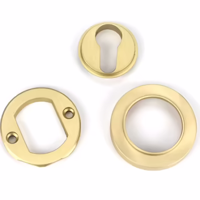 Satin Brass Round Euro Escutcheon (Plain) - Image 4
