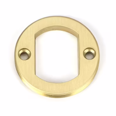 Satin Brass Round Euro Escutcheon (Art Deco) - Image 7