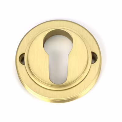 Satin Brass Round Euro Escutcheon (Square) - Image 6